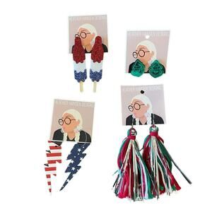HEATHER HANSON Designs Handmade Lot of 4 pair Earrings NEW